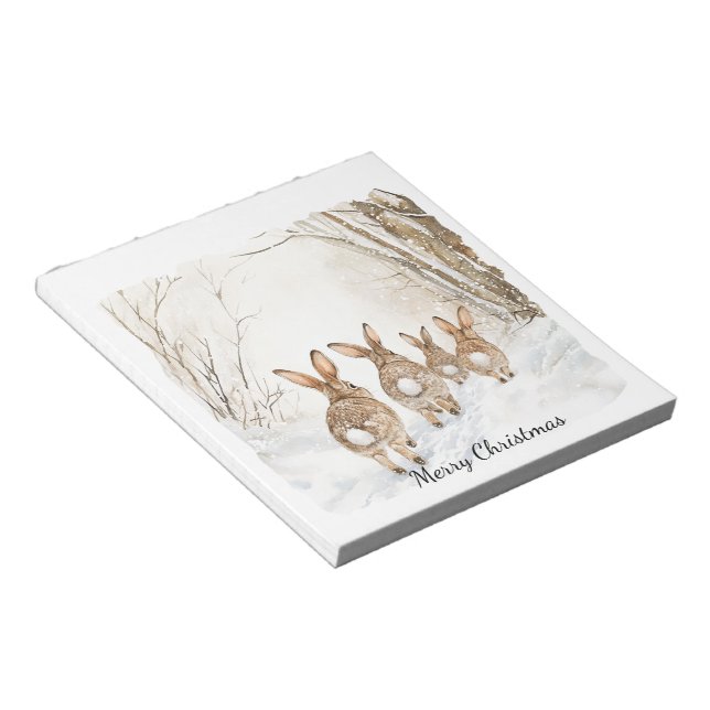 Bunny Rabbits Woods Christmas Notepad (Angled)