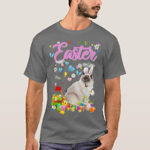 Bunny Ragdoll Cat Happy Easter Eggs T-Shirt