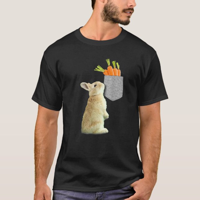Bunny Reaching For Carrot In Your Fake Pocket Funn T-Shirt (Front)