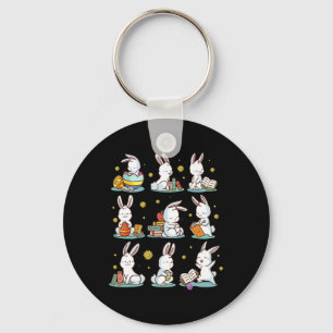 Bunny Reading Book Happy Easter Bookworm Kids Men  Key Ring