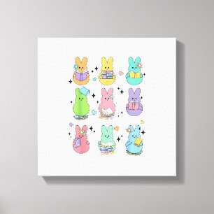 Bunny Reading Books Easter Day Librarian Teacher B Canvas Print