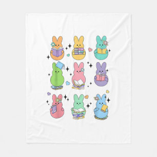 Bunny Reading Books Easter Day Librarian Teacher B Fleece Blanket