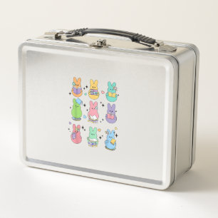 Bunny Reading Books Easter Day Librarian Teacher B Metal Lunch Box