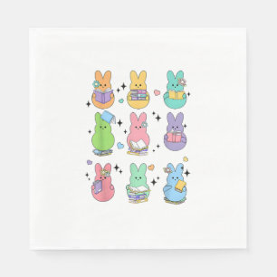 Bunny Reading Books Easter Day Librarian Teacher B Napkin