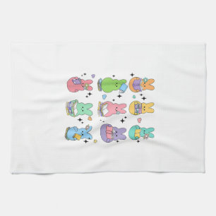 Bunny Reading Books Easter Day Librarian Teacher B Tea Towel