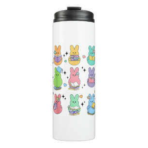 Bunny Reading Books Easter Day Librarian Teacher B Thermal Tumbler