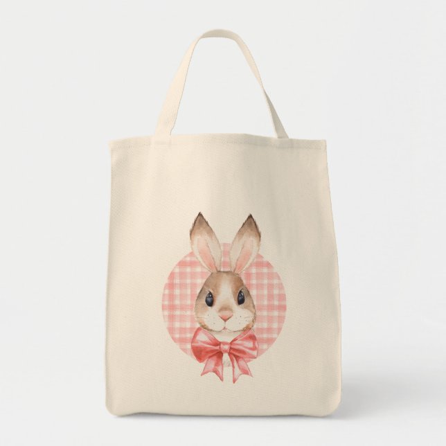 Bunny. Red bow Tote Bag (Front)