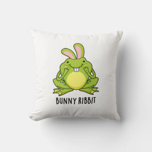 Bunny Ribbit Funny Rabbit Frog Pun Cushion