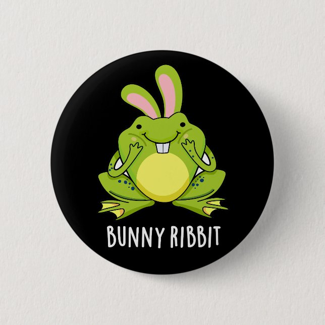 Bunny Ribbit Funny Rabbit Frog Pun Dark BG 6 Cm Round Badge (Front)