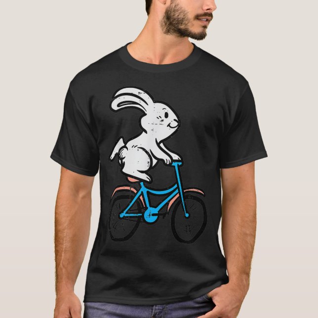 Bunny Riding Bicycle Cute Easter Rabbit Bike Cycli T-Shirt (Front)