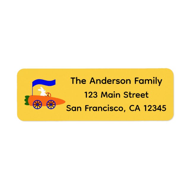 Bunny Riding Carrot Car #1 Return Address Labels (Front)