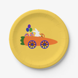 Bunny Riding Carrot Car #2 Paper Plates
