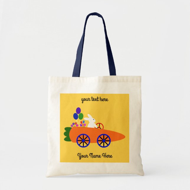 Bunny Riding Carrot Car #2 Tote Bag (Front)
