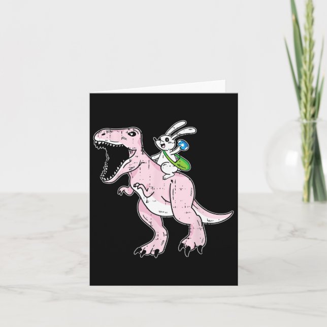 Bunny Riding Dinosaur Easter Egg Hunting Rabbit Sp Card (Front)