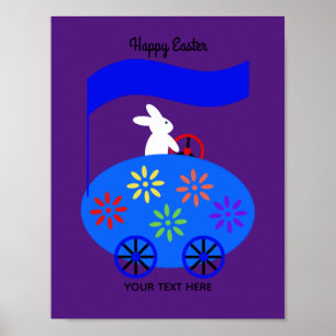 Bunny Riding Egg Car #1 Poster