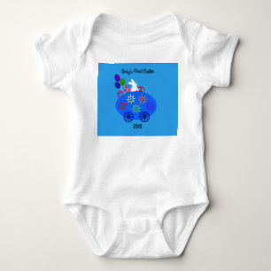 Bunny Riding Egg Car #2 Baby Bodysuit