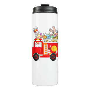 Bunny Riding Firetruck Easter Day Firefighter Happ Thermal Tumbler