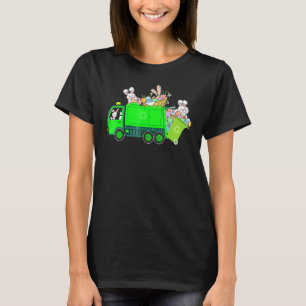 Bunny Riding Garbage Truck Easter Day Bunny T-Shirt