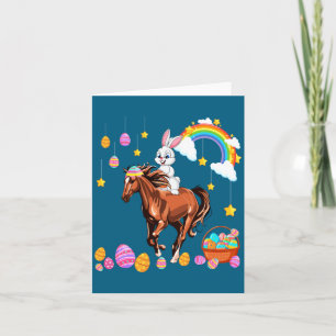 Bunny Riding Horse Easter Day Costume Farmer Hunti Card