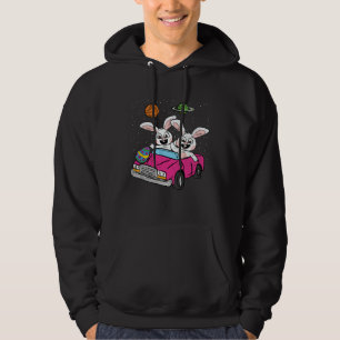Bunny Riding Space Car Easter Egg Hunting Rabbit S Hoodie