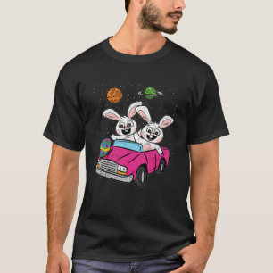 Bunny Riding Space Car Easter Egg Hunting Rabbit S T-Shirt