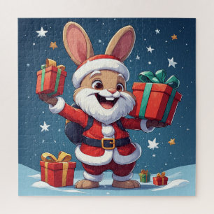 Bunny Santa Christmas Gifts Jigsaw Puzzle