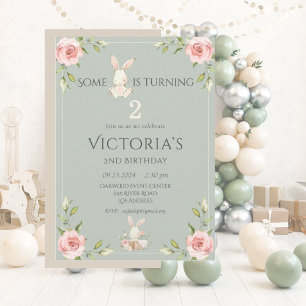 Bunny Second 1st  Cute Birthday Party Invitation