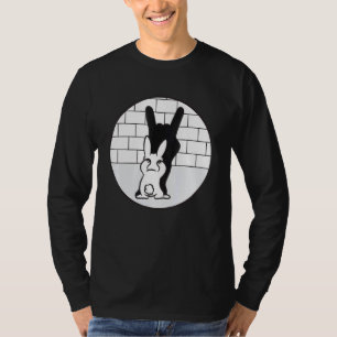 Bunny Shadow Play Devil Horns - Black And White T-Shirt