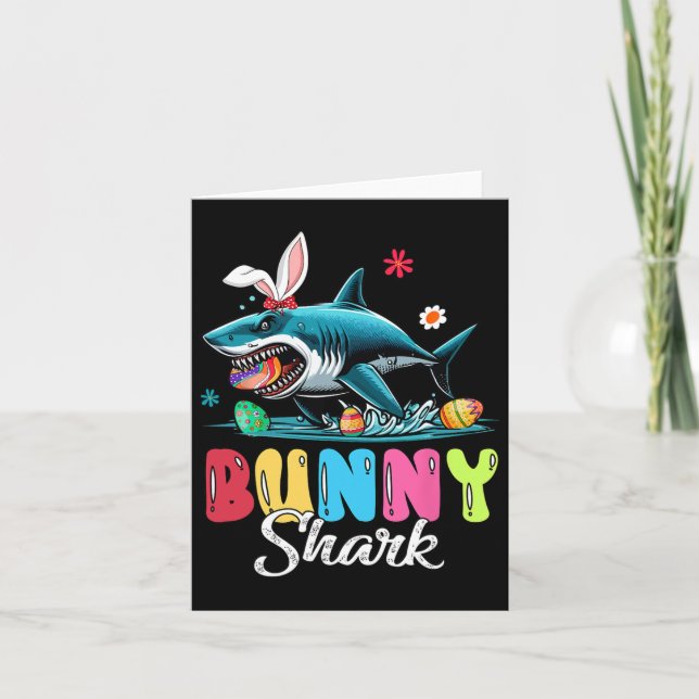 Bunny Shark Easter Hunting Chocolate Eggs Lover Ki Card (Front)