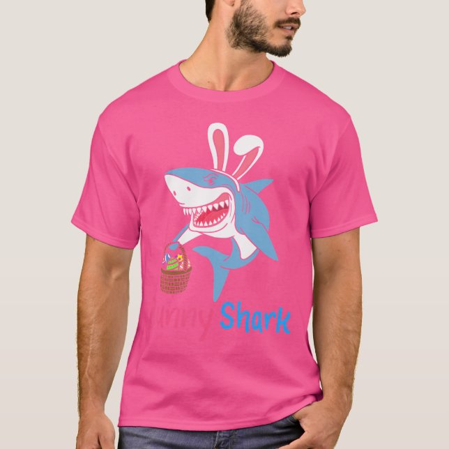 Bunny Shark Funny Easter Sundday Egg Hunting T-Shirt (Front)