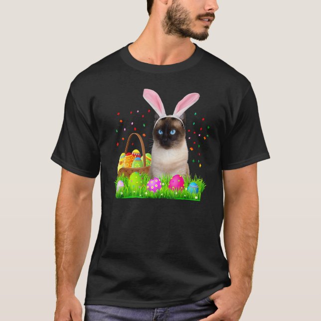 Bunny Siamese Cat  Easter Siamese Cat T-Shirt (Front)