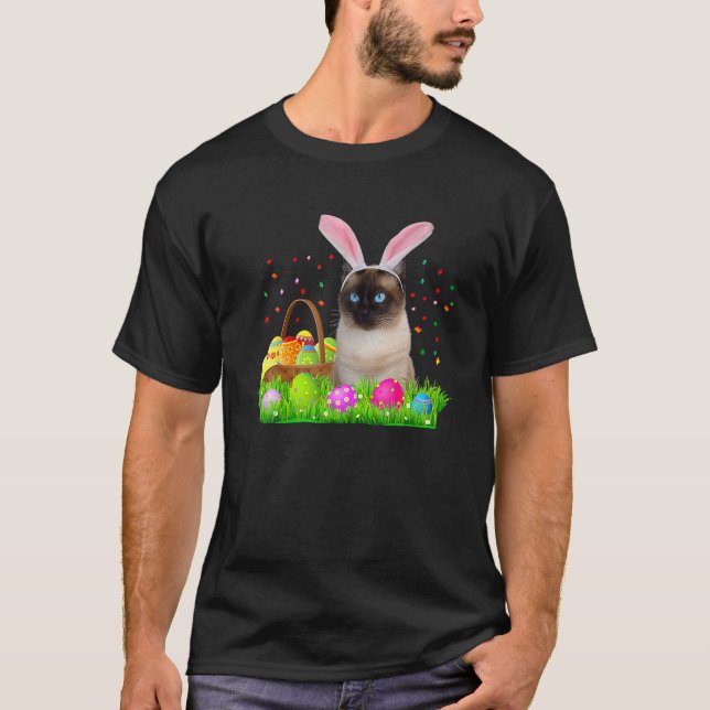Bunny Siamese Cat Funny Easter Siamese Cat Lover G T-Shirt (Front)