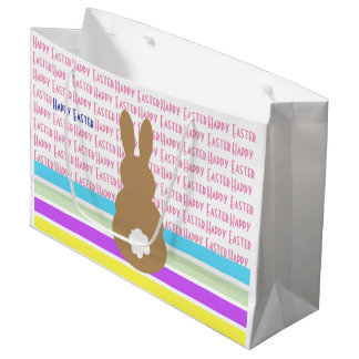Bunny Silhouette And Happy Easter Design Large Gift Bag