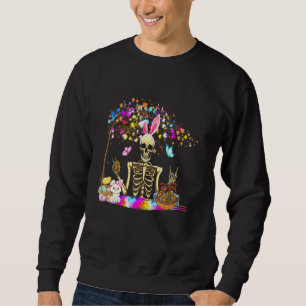 Bunny Skeleton Cute Bunny Chick Eggs Basket Happy Sweatshirt