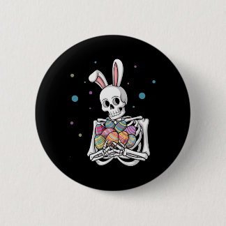 Bunny Skeleton Holding Easter Eggs Funny Easter Da 6 Cm Round Badge