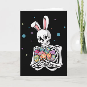 Bunny Skeleton Holding Easter Eggs Funny Easter Da Card
