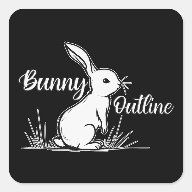 Bunny Sketch – Hand Drawn Rabbit - Autocolante Square Sticker (Front)
