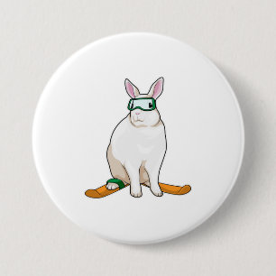 Bunny Skier Ski 7.5 Cm Round Badge