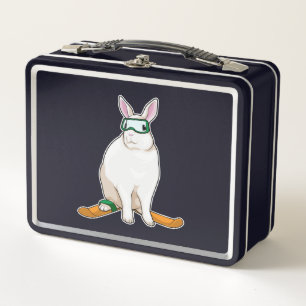 Bunny Skier Ski Metal Lunch Box