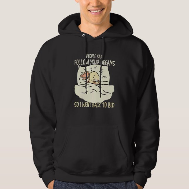 Bunny Sleeping Laziness Does Not Exist Bed Fan Hoodie (Front)
