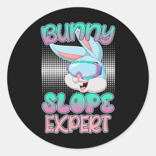 Bunny Slope Expert Ski Bunnies Skiing Women Snow B Classic Round Sticker