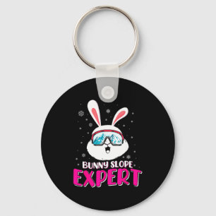 Bunny slope expert skiing women ski slope ski key ring