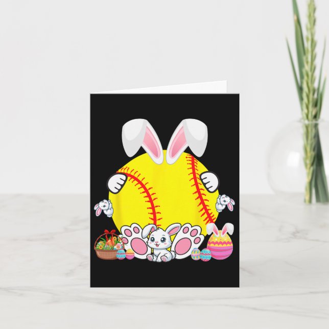 Bunny Softball Ball Costume Easter Player Fan Hunt Card (Front)