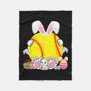 Bunny Softball Ball Costume Easter Player Fan Hunt Fleece Blanket