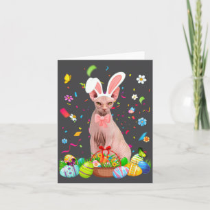 Bunny Sphynx Cat Easter Egg Card