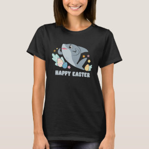 Bunny Spring Hunt Eggs cute shark Happy Easter Day T-Shirt