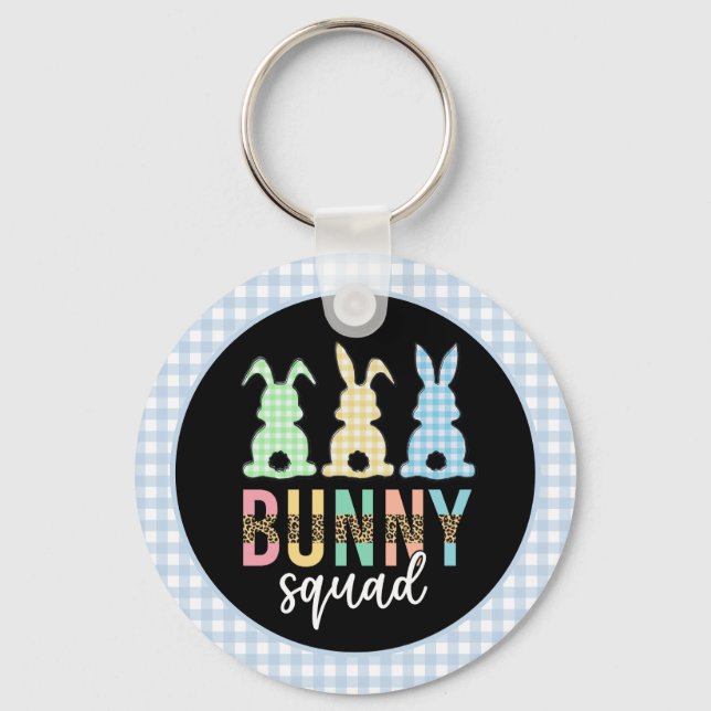 Bunny Squad | Easter Egg Hunt Cute Bunny Key Ring (Front)