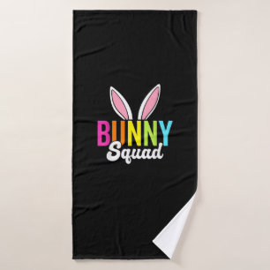Bunny squad, matching easter rabbit ears, Easter p Bath Towel