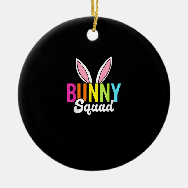 Bunny squad, matching easter rabbit ears, Easter p Ceramic Tree Decoration (Front)