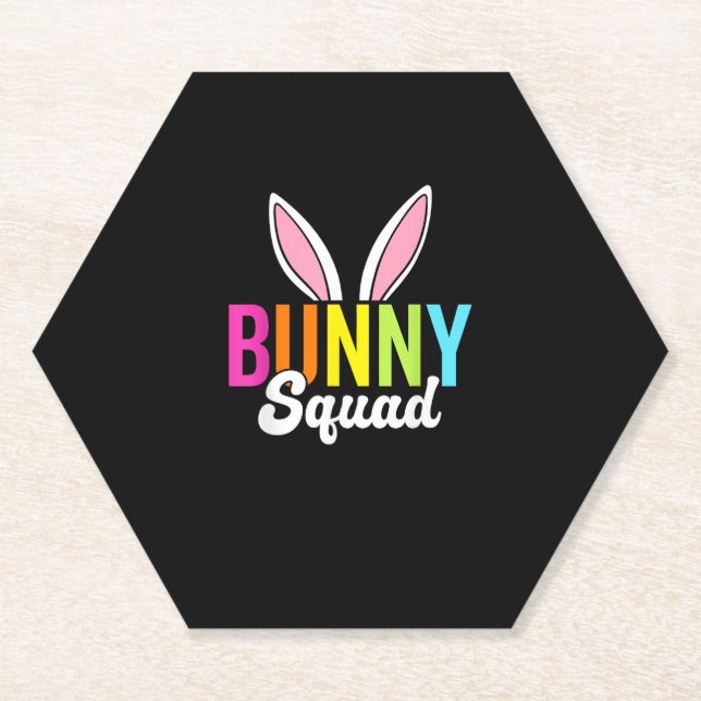 Bunny squad, matching easter rabbit ears, Easter p Paper Coaster (Front)